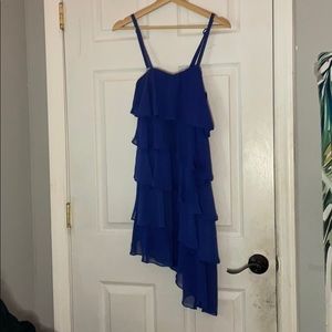 Blue seamless flowy dress mesh